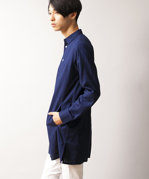 WEGO(ウィゴー)の「WEGO/リネンブレンドロングシャツ(シャツ/ブラウス・メンズ・ブラック/ネイビー/ワイン・MEDIUM/LARGE)」の13枚目の写真