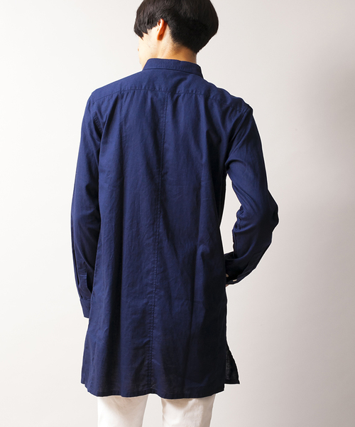 WEGO(ウィゴー)の「WEGO/リネンブレンドロングシャツ(シャツ/ブラウス・メンズ・ブラック/ネイビー/ワイン・MEDIUM/LARGE)」の14枚目の写真