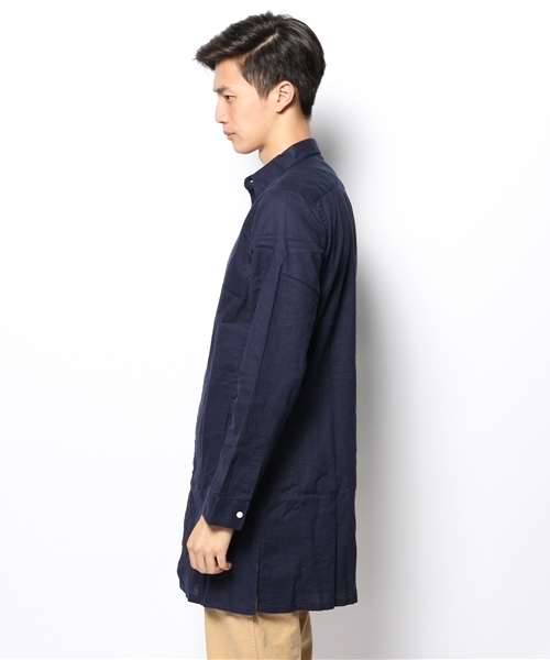 WEGO(ウィゴー)の「WEGO/リネンブレンドロングシャツ(シャツ/ブラウス・メンズ・ブラック/ネイビー/ワイン・MEDIUM/LARGE)」の9枚目の写真