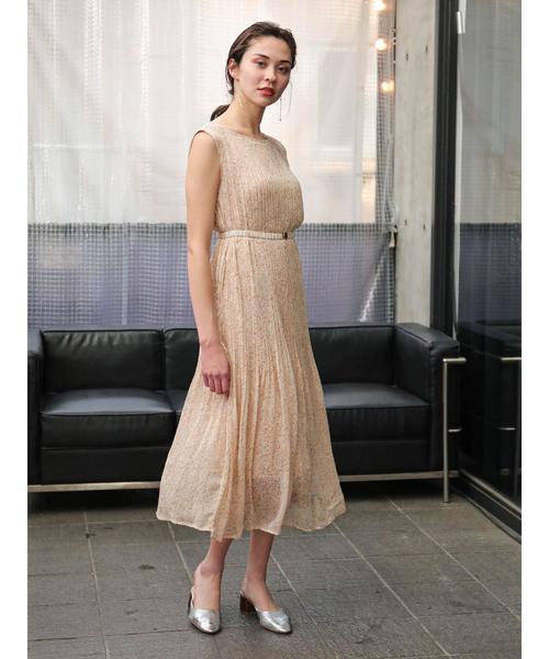 セール ワンピース ワンピース 春夏 ベルト付き花柄プリーツワンピース ワンピース Yecca Yecca Vecca イェッカヴェッカ のファッション