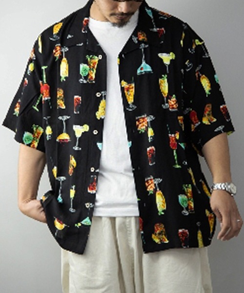 STYLEBLOCK（スタイルブロック）の「レーヨンオープンカラービッグアロハシャツ（シャツ/ブラウス・メンズ・ブルー/ブラック系その他2/ホワイト系その他/ブラック系その他3/ホワイト/ブラック/ブラック系その他/ネイビー/ホワイト系その他2/イエロー・L/M/LL）」の6枚目の写真