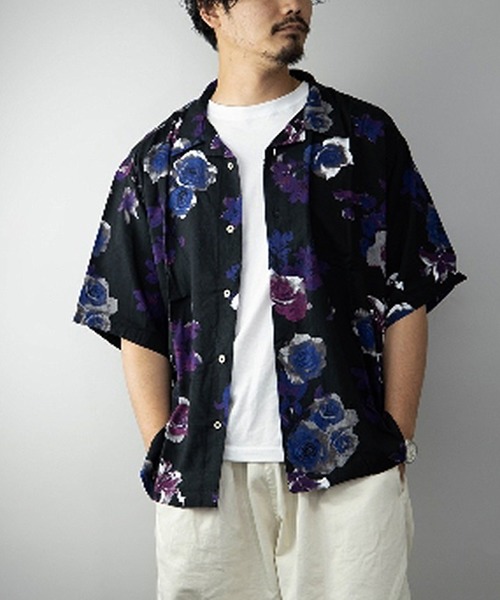 STYLEBLOCK（スタイルブロック）の「レーヨンオープンカラービッグアロハシャツ（シャツ/ブラウス・メンズ・ブルー/ブラック系その他2/ホワイト系その他/ブラック系その他3/ホワイト/ブラック/ブラック系その他/ネイビー/ホワイト系その他2/イエロー・L/M/LL）」の9枚目の写真