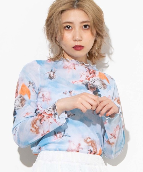 WEGO(ウィゴー)の「WEGO/プリントシースルーシアーTシャツ(Tシャツ/カットソー・レディース・ブルー系その他/ブラック系その他2/アニマル/その他1・FREE)」の2枚目の写真