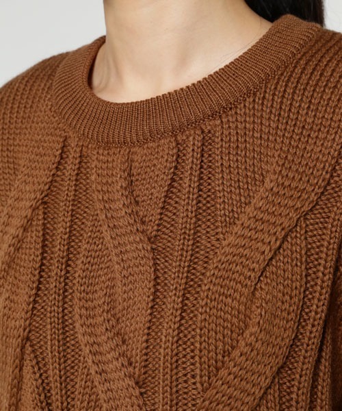 SUNSPEL（サンスペル）の「SUNSPEL / WOMEN’S MERINO BIG CABLE CREW（ニット/セーター・レディース・オフホワイト/ライトブラウン/ネイビー・2）」の10枚目の写真