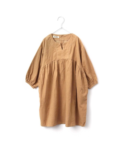 MAKE YOUR DAY（メイクユアデイ）の「ギャザー切替ワンピース■80～140cm（ワンピース・キッズ・ダークグリーン/ベージュ/ダークブラウン/ブラウン/サーモンピンク/ピンク・140/90/120/80/130/100/110）」の3枚目の写真