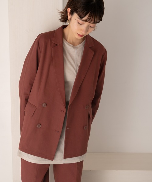KBF（ケイビーエフ）の「コットンダブルテーラージャケット（テーラードジャケット・レディース・チャコールグレー/ブラウン系その他/ベージュ系その他・マルチサイズ）」の4枚目の写真