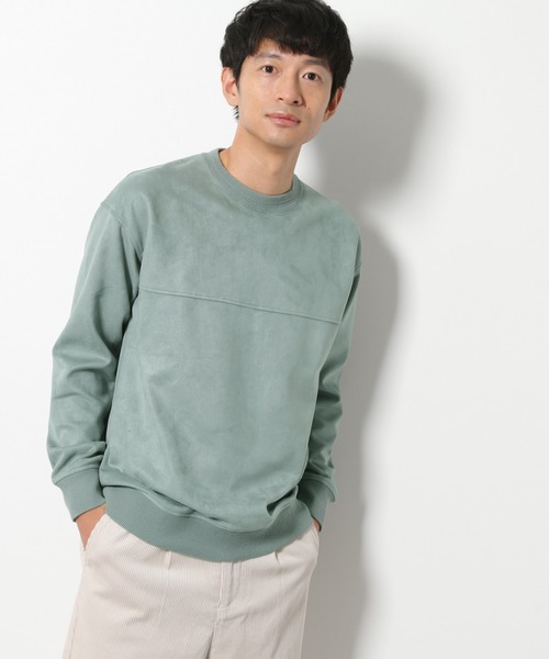 LAKOLE（ラコレ）の「ニュアンススエードプルオーバー / LAKOLE（スウェット・メンズ・オリーブ/サックスブルー/ピンク/ライトグレー/アクア/サンドグレー/ライトグリーン/イエロー・SMALL/MEDIUM/LARGE/X-LARGE）」の6枚目の写真