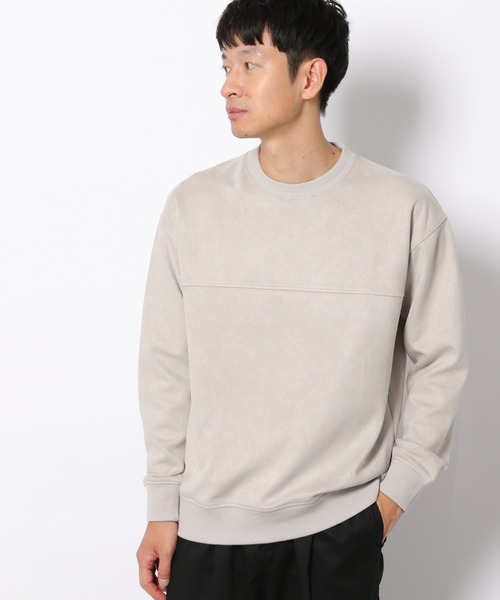 LAKOLE（ラコレ）の「ニュアンススエードプルオーバー / LAKOLE（スウェット・メンズ・オリーブ/サックスブルー/ピンク/ライトグレー/アクア/サンドグレー/ライトグリーン/イエロー・SMALL/MEDIUM/LARGE/X-LARGE）」の2枚目の写真