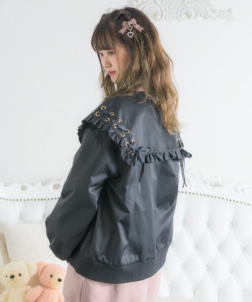 ★美品★ ROJITA レースアップ ビッグセーラー ブルゾン ★ ロジータ ROJITA レースアップBIGセーラーブルゾン （ピンク