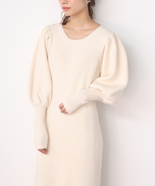 one after another NICE CLAUP(ワンアフターアナザーナイスクラップ)の「レディニットワンピース(ワンピース・レディース・ブラウン/オフホワイト/ピンク・FREE)」の2枚目の写真