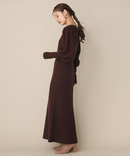 one after another NICE CLAUP(ワンアフターアナザーナイスクラップ)の「レディニットワンピース(ワンピース・レディース・ブラウン/オフホワイト/ピンク・FREE)」の11枚目の写真