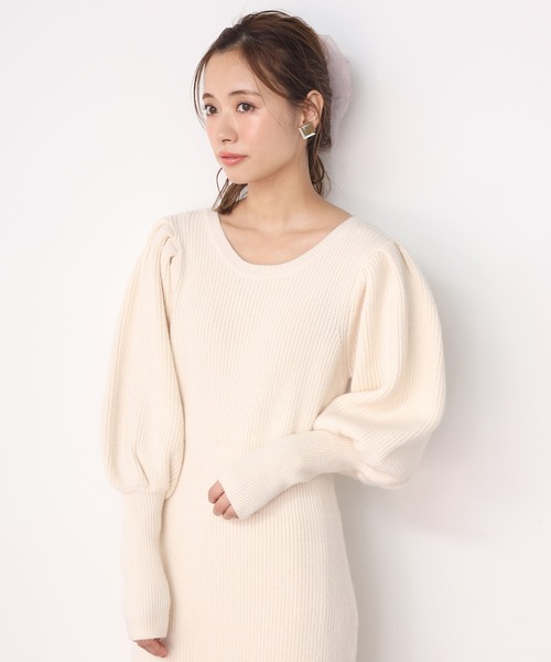 one after another NICE CLAUP(ワンアフターアナザーナイスクラップ)の「レディニットワンピース(ワンピース・レディース・ブラウン/オフホワイト/ピンク・FREE)」の4枚目の写真