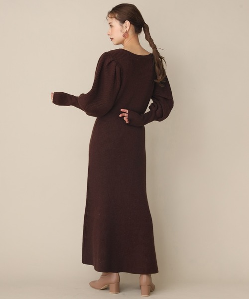 one after another NICE CLAUP(ワンアフターアナザーナイスクラップ)の「レディニットワンピース(ワンピース・レディース・ブラウン/オフホワイト/ピンク・FREE)」の12枚目の写真