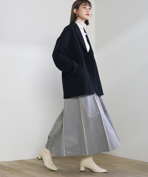 select MOCA(セレクトモカ)の「2021 SS ウェザークロスパイピングデザインスカート(スカート・レディース・カーキ/ブルー/ベージュ・FREE)」の4枚目の写真