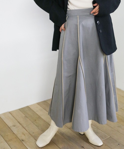 select MOCA(セレクトモカ)の「2021 SS ウェザークロスパイピングデザインスカート(スカート・レディース・カーキ/ブルー/ベージュ・FREE)」の11枚目の写真