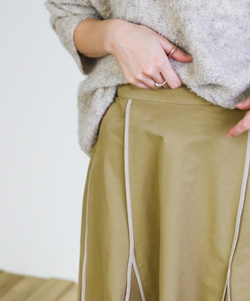 select MOCA(セレクトモカ)の「2021 SS ウェザークロスパイピングデザインスカート(スカート・レディース・カーキ/ブルー/ベージュ・FREE)」の7枚目の写真