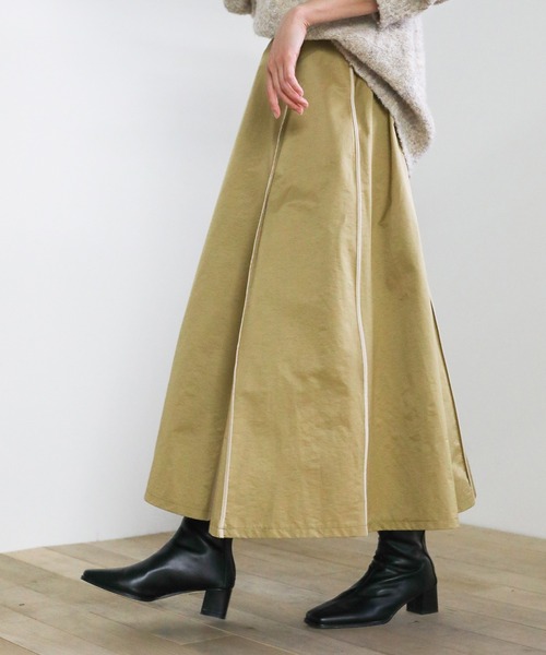 select MOCA(セレクトモカ)の「2021 SS ウェザークロスパイピングデザインスカート(スカート・レディース・カーキ/ブルー/ベージュ・FREE)」の6枚目の写真