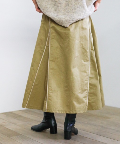 select MOCA(セレクトモカ)の「2021 SS ウェザークロスパイピングデザインスカート(スカート・レディース・カーキ/ブルー/ベージュ・FREE)」の10枚目の写真