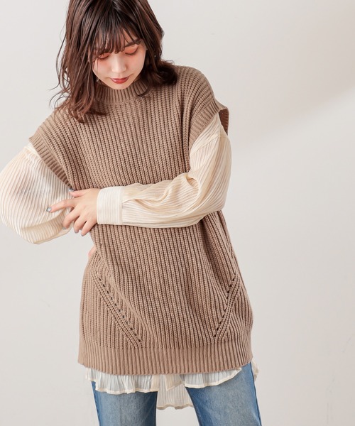 natural couture(ナチュラルクチュール)の「シアープリーツシャツチュニック(シャツ/ブラウス・レディース・アイボリー/グレー/ピンク・FREE)」の1枚目の写真