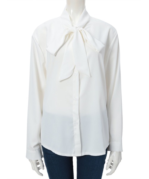 fifth(フィフス)の「ボウタイブラウス(シャツ/ブラウス・レディース・ホワイト/グレー・MEDIUM)」の3枚目の写真