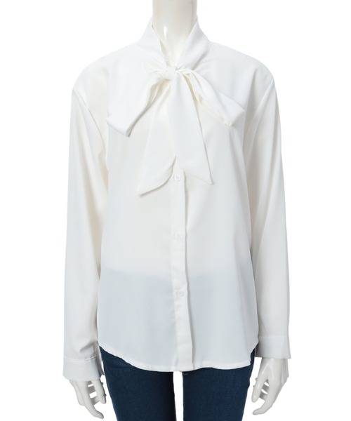 fifth(フィフス)の「ボウタイブラウス(シャツ/ブラウス・レディース・ホワイト/グレー・MEDIUM)」の9枚目の写真
