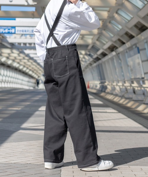 kutir（クティール）の「サス付きステッチワイドパンツ（その他パンツ・メンズ・ブラック/ダークグリーン/サックスブルー/キナリ・SMALL/MEDIUM/LARGE）」の2枚目の写真