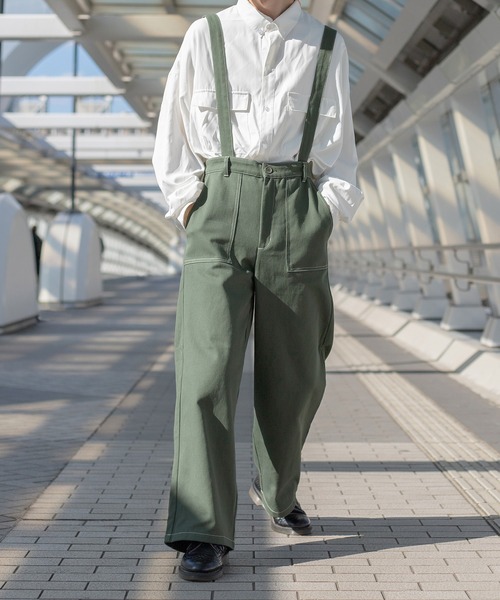 kutir（クティール）の「サス付きステッチワイドパンツ（その他パンツ・メンズ・ブラック/ダークグリーン/サックスブルー/キナリ・SMALL/MEDIUM/LARGE）」の3枚目の写真