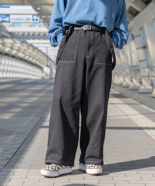 kutir（クティール）の「サス付きステッチワイドパンツ（その他パンツ・メンズ・ブラック/ダークグリーン/サックスブルー/キナリ・SMALL/MEDIUM/LARGE）」の13枚目の写真