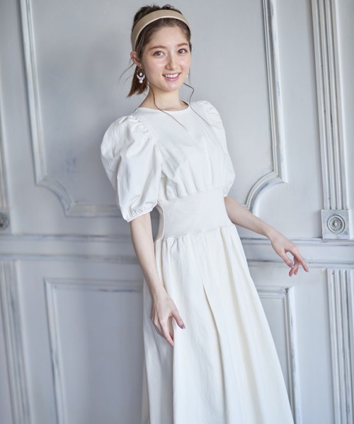 ✨新品タグ付き✨トッコクローゼット コットンワンピース リブパワーショルダー tocco closet（トッコ クローゼット）の「ウエストリブパワー