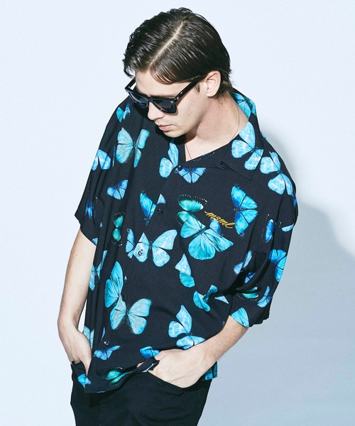 MSML 総柄オープンカラーシャツ　Mサイズ MSML（エムエスエムエル）の「CROSSES OPEN COLLAR LONG SLEEVE