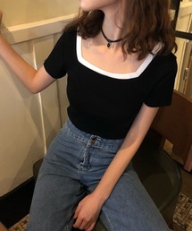 yuue' ( wear )（ユーイ）の「スクエアネックシンプル半袖Tシャツ（Tシャツ/カットソー）」
