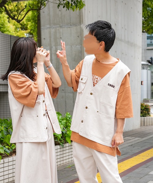 PairPair（ペアペア）の「シェフベスト/ワークベスト(ユニセックス)（ベスト・メンズ・ベージュ/スミクロ/アイボリー・LARGE/MEDIUM）」の5枚目の写真