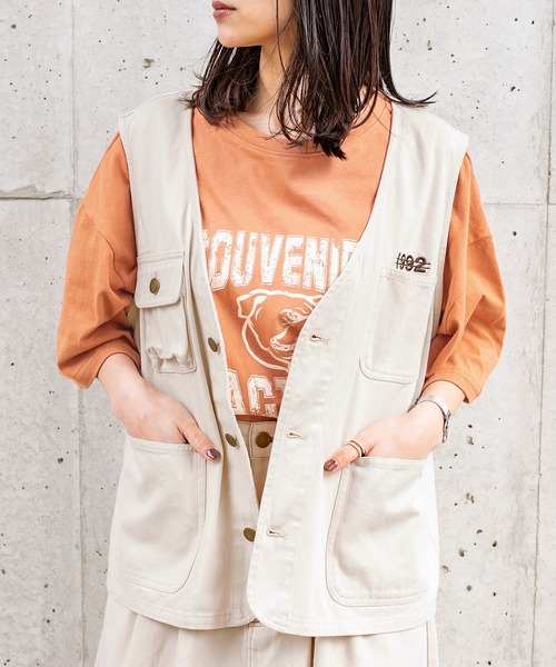 PairPair（ペアペア）の「シェフベスト/ワークベスト(ユニセックス)（ベスト・メンズ・ベージュ/スミクロ/アイボリー・LARGE/MEDIUM）」の7枚目の写真