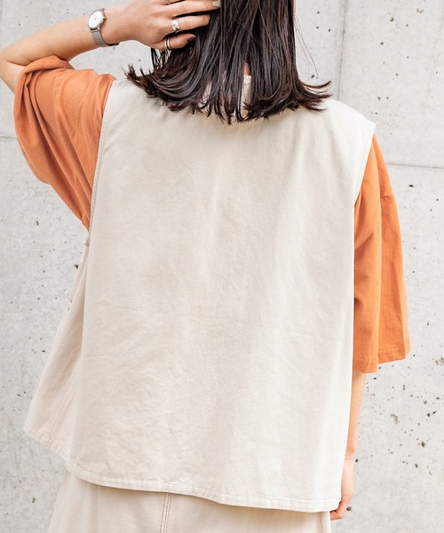 PairPair（ペアペア）の「シェフベスト/ワークベスト(ユニセックス)（ベスト・メンズ・ベージュ/スミクロ/アイボリー・LARGE/MEDIUM）」の9枚目の写真