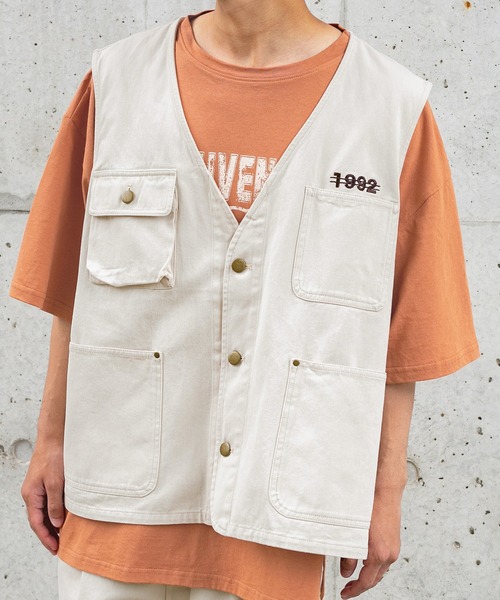 PairPair（ペアペア）の「シェフベスト/ワークベスト(ユニセックス)（ベスト・メンズ・ベージュ/スミクロ/アイボリー・LARGE/MEDIUM）」の11枚目の写真