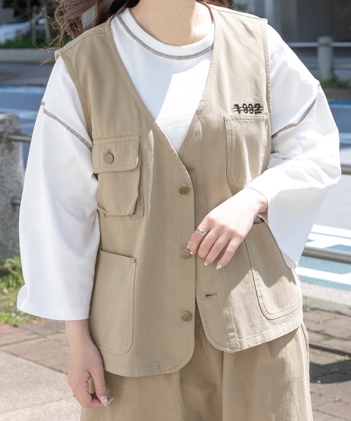 PairPair（ペアペア）の「シェフベスト/ワークベスト(ユニセックス)（ベスト・メンズ・ベージュ/スミクロ/アイボリー・LARGE/MEDIUM）」の17枚目の写真