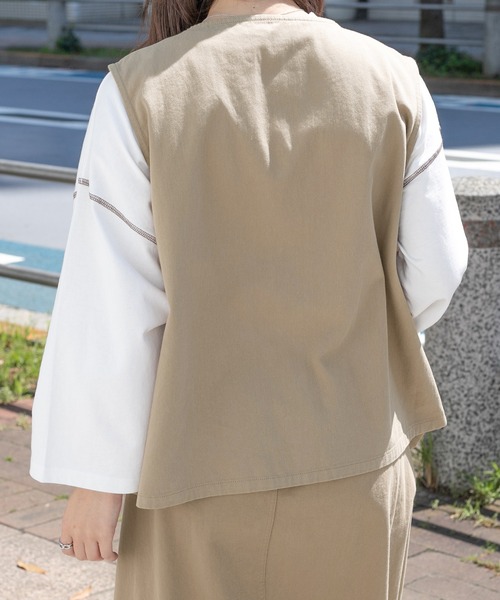 PairPair（ペアペア）の「シェフベスト/ワークベスト(ユニセックス)（ベスト・メンズ・ベージュ/スミクロ/アイボリー・LARGE/MEDIUM）」の19枚目の写真