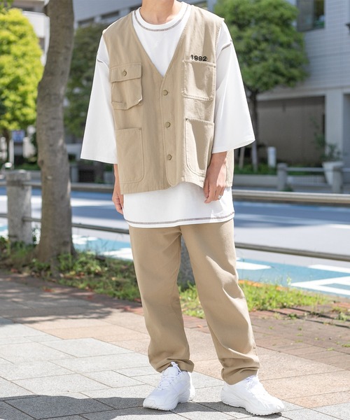 PairPair（ペアペア）の「シェフベスト/ワークベスト(ユニセックス)（ベスト・メンズ・ベージュ/スミクロ/アイボリー・LARGE/MEDIUM）」の20枚目の写真