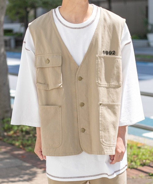 PairPair（ペアペア）の「シェフベスト/ワークベスト(ユニセックス)（ベスト・メンズ・ベージュ/スミクロ/アイボリー・LARGE/MEDIUM）」の21枚目の写真