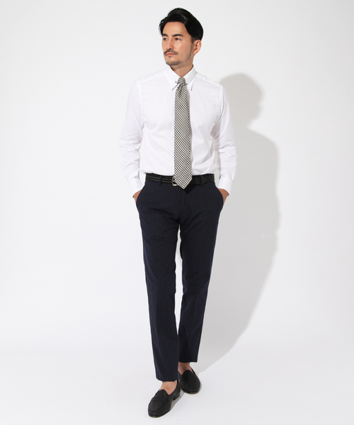 DESIGNWORKS（デザインワークス）の「シルキーコットンストライプ スラックス パンツ（スラックス・メンズ・ネイビー・44/46/48）」の2枚目の写真