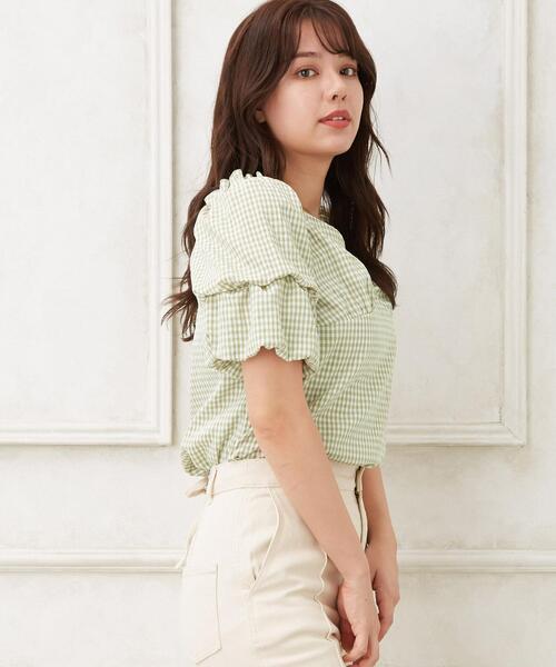 Allamanda(アラマンダ)の「袖コンシャス胸切替ブラウス(シャツ/ブラウス・レディース・ブラック/オフホワイト/サックスブルー/ミント・M)」の4枚目の写真