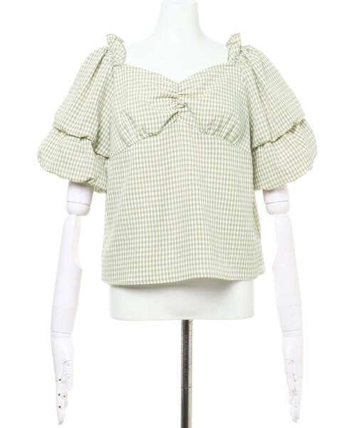 Allamanda(アラマンダ)の「袖コンシャス胸切替ブラウス(シャツ/ブラウス・レディース・ブラック/オフホワイト/サックスブルー/ミント・M)」の6枚目の写真