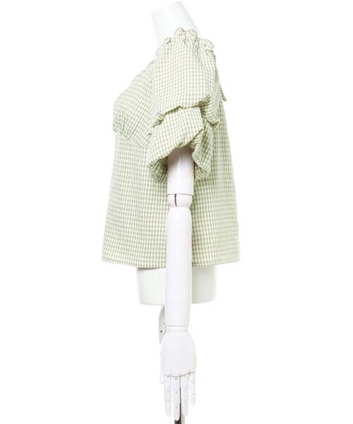 Allamanda(アラマンダ)の「袖コンシャス胸切替ブラウス(シャツ/ブラウス・レディース・ブラック/オフホワイト/サックスブルー/ミント・M)」の5枚目の写真