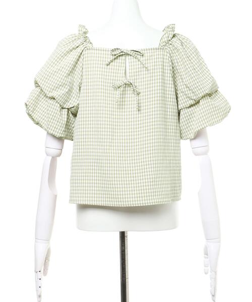 Allamanda(アラマンダ)の「袖コンシャス胸切替ブラウス(シャツ/ブラウス・レディース・ブラック/オフホワイト/サックスブルー/ミント・M)」の7枚目の写真