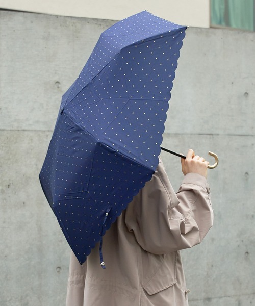 セール】【because】ドットグリッターヒートカット 雨傘 晴雨兼用