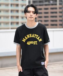 【WEB限定/SHIPS別注】RUSSELL ATHLETIC: カレッジ プリント リンガー Tシャツ