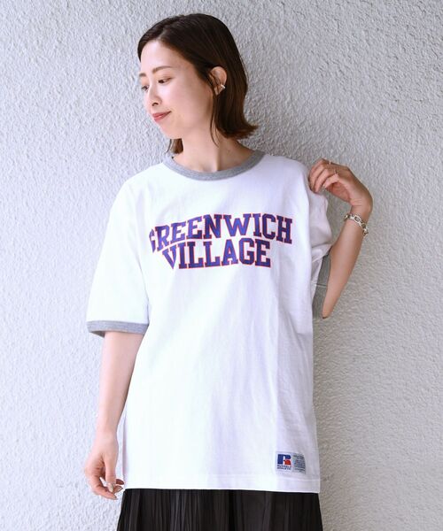 Russell Athletic（ラッセルアスレティック）の「【WEB限定/SHIPS別注】RUSSELL ATHLETIC: カレッジ プリント リンガー Tシャツ（Tシャツ/カットソー・メンズ・ホワイト/オフホワイト/ブラック/ダークグレー・LARGE/X-LARGE/MEDIUM/SMALL）」の6枚目の写真