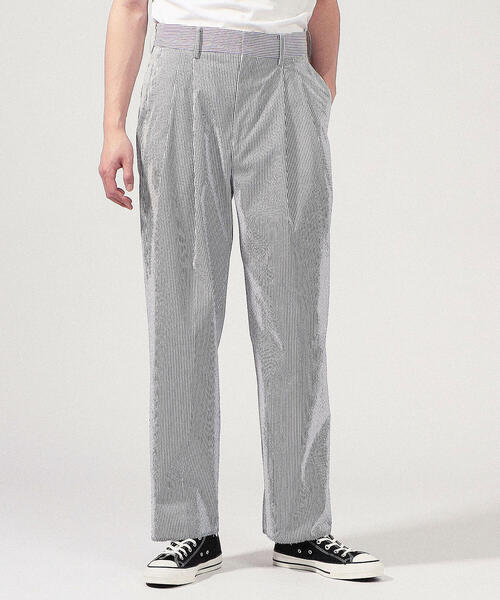 TOMORROWLAND （トゥモローランド）の「クールマックスサッカー 1プリーツワイドパンツ（スラックス・メンズ・ネイビー/ブラック系その他・M/XS/S）」の13枚目の写真