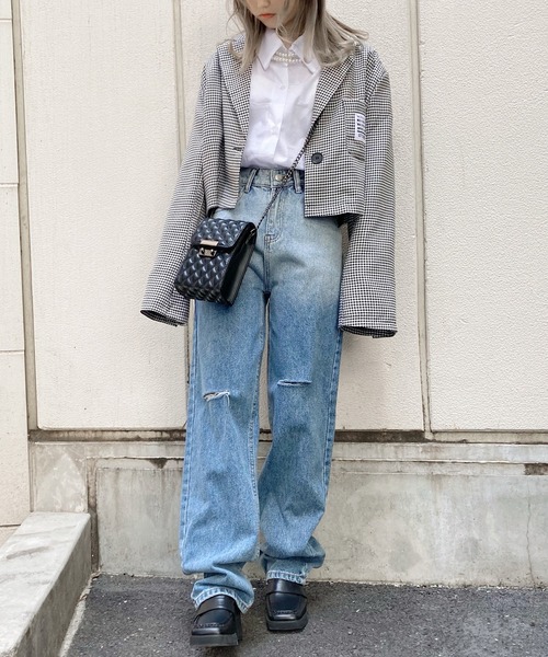 Figments（フィグメンツ）の「クロップドテーラードジャケット（ライダースジャケット・レディース・その他1・FREE）」の3枚目の写真