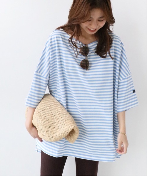 wiffle（ウィッフル）の「【WIFFLE/ウィッフル】*RELUME BIG BORDER S/S TEE：別注ボーダーTシャツ◆（Tシャツ/カットソー・レディース・グレー/ブラック/サックスブルー/グリーン/ピンク・FREE）」の4枚目の写真